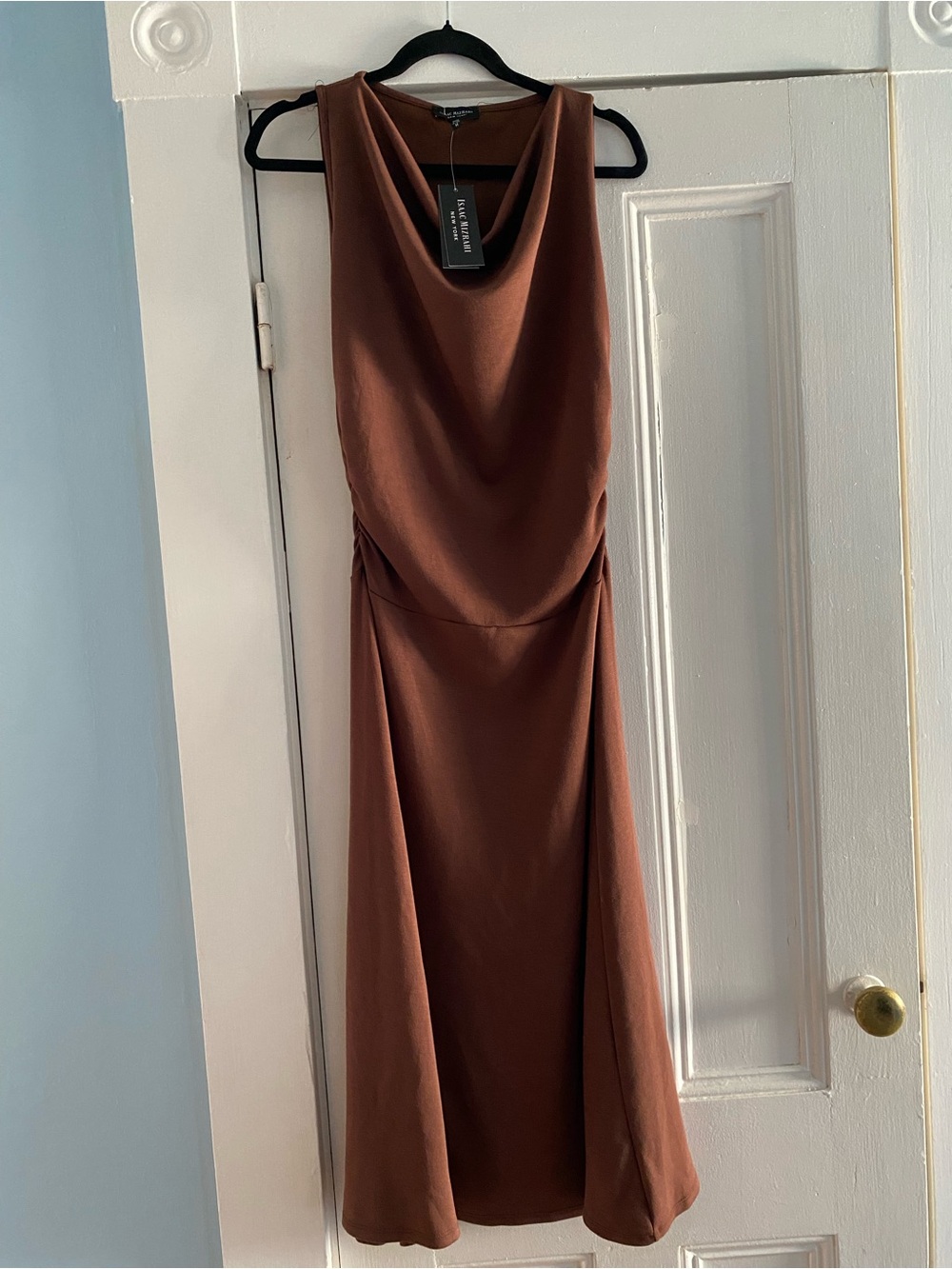 Isaac Mizrahi Brown Cowl Neck Sleeveless Midi Dress NWT medium